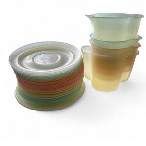 Vintage Tupperware Millionaire Line #157 Pastel Plates & Stacking Cups Set 28